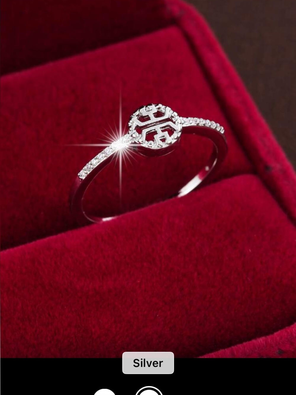 Ring- Size 8  Cubic Zirconia Inlaid silver tone Ring Copper Ring nwt Tray 164